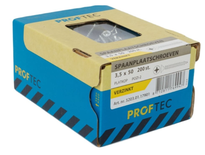 Proftec Spaanplaatschroef Vz Pk PZ2 3.5X50 | 200 stuks - 5203.01.17901 Proftec Spaanplaatschroef Vz Pk PZ2 3.5X50 | 200 stuks - 5203.01.17901