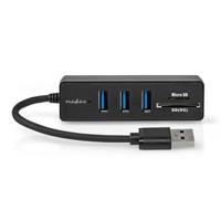 Nedis USB-Hub | USB-A Male | 3x USB A Female | 5-Poorts poort(en) | USB 3.2 Gen 1 | USB Gevoed | 5 Gbps | SD & MicroSD - CCGB61250BK01 - thumbnail