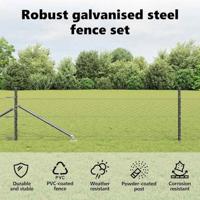 VidaXL Afrasteringspaal grijs 10 x 0,5 m (36 mm gaas) staal en pvc - thumbnail