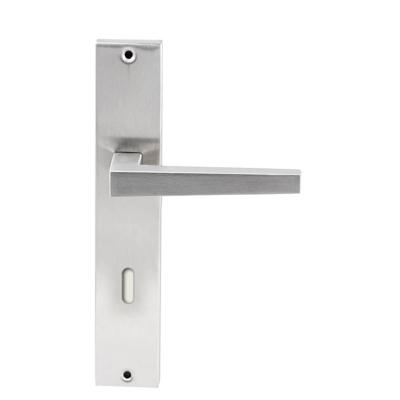 Hardbrass Deurkruk Seoul op rechthoekig langschild sleutelgat 72mm - RVS - RVS