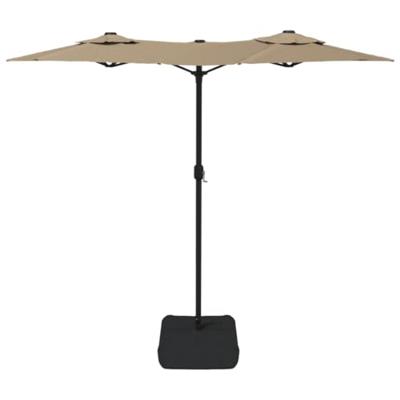 Parasol dubbel dak met LED's 316x240 cm taupe