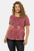 Ulla Popken T-shirt, classic, gevlamde jersey, knopenlijst - Grote Maten - thumbnail