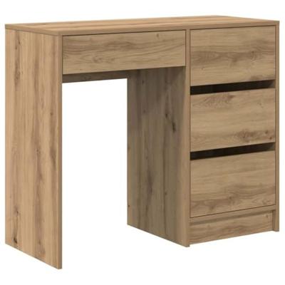Bureau artisanaal eikenkleurig 90 x 37,5 x 75 cm Bewerkt hout - thumbnail