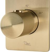 Ben Engraved Line Slim inbouw regendoucheset Ø25cm met plafondaansluiting geborsteld messing pvd - thumbnail