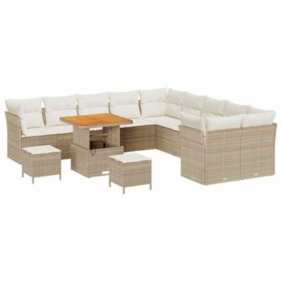 Tuinbankenset 13 pcs Beige poly rattan