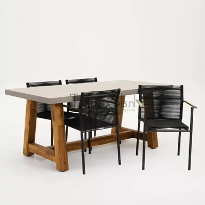 Tuinstoel jakarta zwart met Veltis tafel 180 cm