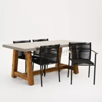 Tuinstoel jakarta zwart met Veltis tafel 180 cm - thumbnail