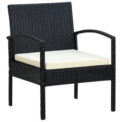 VidaXL Tuinstoel met kussen poly rattan zwart