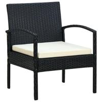 VidaXL Tuinstoel met kussen poly rattan zwart - thumbnail