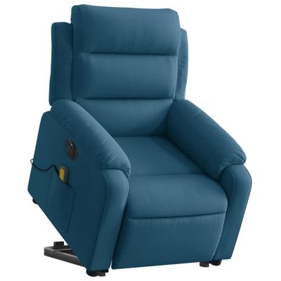 Sta-op-massagestoel verstelbaar fluweel blauw - thumbnail