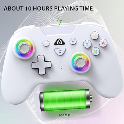 Subsonic – Draadloze controller voor Switch en Switch 2 – Wireless draadloze controller met LED, trillingen en 6-assige gyro - Wit