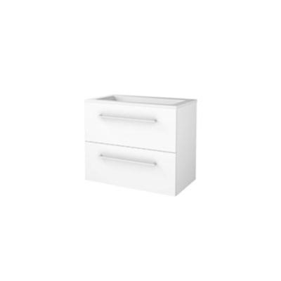 Basic-Line Start 46 Badkamermeubelset - 80 x 46 cm - Met Grepen - 2 Lades - Acryl Wastafel - Zonder Kraangat - Ice White