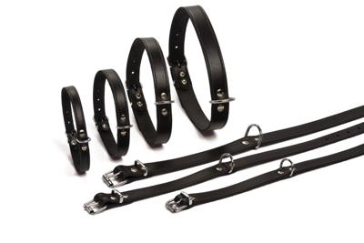 Lederen honden halsband zwart - 47 cm x 18 mm