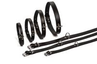 Lederen honden halsband zwart - 47 cm x 18 mm - thumbnail