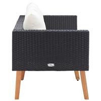 Tuinbank 2-zits met kussens poly rattan zwart - thumbnail