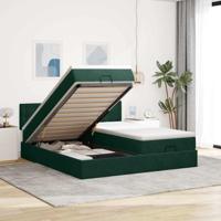 Ottoman bed met matrassen 160x200cm fluweel donkergroen - thumbnail