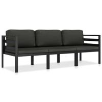 VidaXL 3-delige loungeset met kussens aluminium antraciet - thumbnail