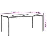 Tuintafel 190x90x75 cm gehard glas en poly rattan beige - thumbnail