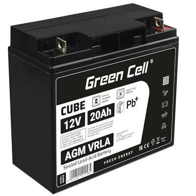 Green Cell Loodaccu 12 V 20 Ah Loodvlies (AGM) (b x h x d) 181 x 167 x 77 mm M5-schroefaansluiting Cyclusbestendig, Onderhoudsvrij