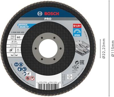 Bosch Accessories 2608605452 X571 Lamellenschijf Diameter 115 mm Boordiameter 22.33 mm Staal 1 stuk(s)