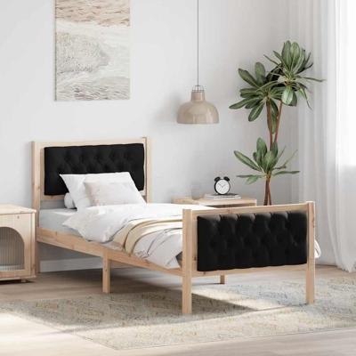 Bedframe met hoofdeinde Zwart 75 x 190 cm Stof