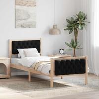 Bedframe met hoofdeinde Zwart 75 x 190 cm Stof - thumbnail