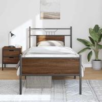 Bedframe zonder matras bewerkt hout bruin eikenkleur 80x200 cm - thumbnail