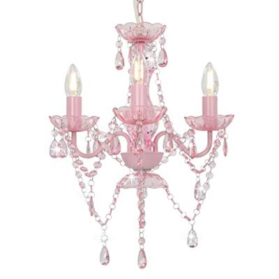 VidaXL Kroonluchter met kralen rond 3xe14 roze