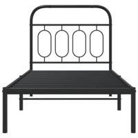 Bedframe met hoofdbord metaal zwart 90x200 cm - thumbnail