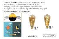 Lucide ST64 TWILIGHT SENSOR - Filament lamp - Ø 6,4 cm - LED - E27 - 1x4W 2200K - Dag/nacht sensor - Amber - thumbnail