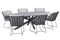 Fabrice diningset met Privada tafel antraciet ellipse 240 x 113 cm 4SO - 4so - thumbnail