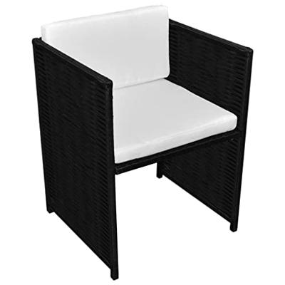 VidaXL 3-delige bistroset met kussens poly rattan zwart