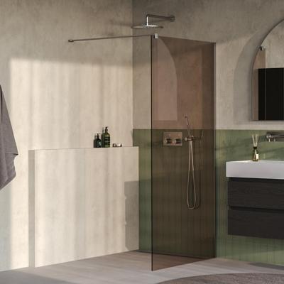 Brauer Oblivion - Inloopdouche - Brons Glas - 100 x 200 cm - incl. Glascoating - PVD RVS-Kleurig Geborsteld