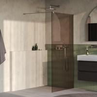 Brauer Oblivion - Inloopdouche - Brons Glas - 100 x 200 cm - incl. Glascoating - PVD RVS-Kleurig Geborsteld - thumbnail