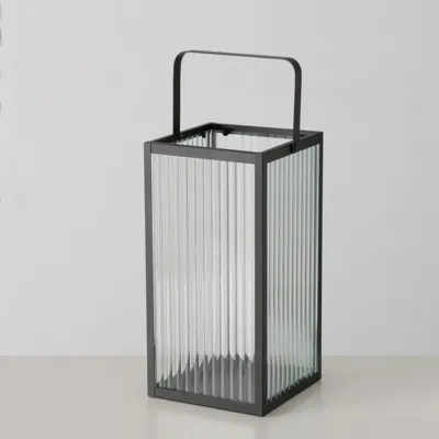 Boltze Home lantaarn ijzer fedora 20.5x21x37.5cm zwart