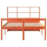 Bed met boekenkast zonder matras hout wasbruin 135x190 cm - thumbnail