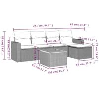 6-delige Loungeset met kussens poly rattan beige - thumbnail