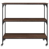 Keukentrolley 102x50x95 cm bewerkt hout bruin eikenkleurig - thumbnail