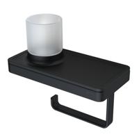Planchet met Toiletrolhouder en Houder LED Licht Geesa Frame Zwart Geesa - thumbnail