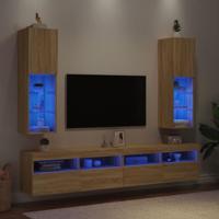 Tv-meubels met LED-verlichting 2 st 30,5x30x102 cm sonoma eiken - thumbnail