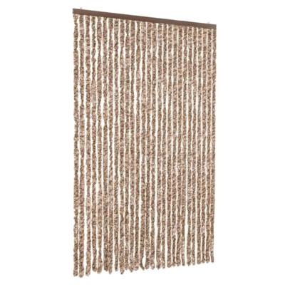 VidaXL Vliegengordijn 118x220 cm chenille beige en donkerbruin