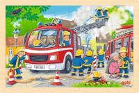 Goki houten legpuzzel brandweer, 24st. - thumbnail