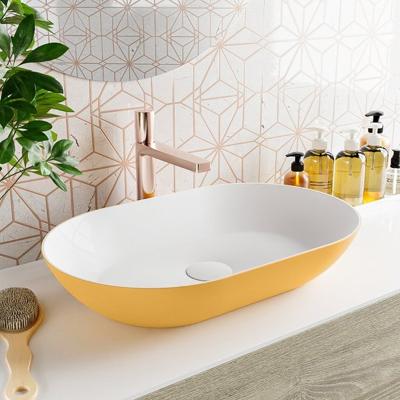 MONDIAZ ONNI Waskom solid surface 55cm kleur Ocher / Talc MONDIAZ ONNI Waskom solid surface 55cm kleur Ocher / Talc
