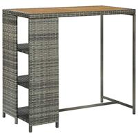 Bartafel met opbergrek 120x60x110 cm poly rattan grijs - thumbnail