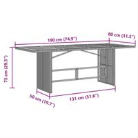 Tuintafel met glazen blad 190x80x75 cm poly rattan grijs - thumbnail