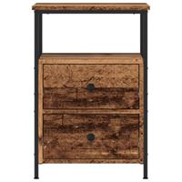 Nachtkastje 34x35,5x50 cm bewerkt hout oud houtkleurig - thumbnail