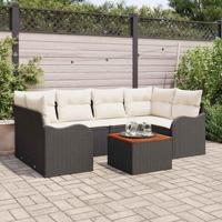 Tuinbankenset met kussen 7 pcs Zwart poly rattan - thumbnail
