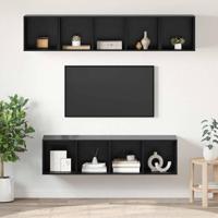 Tv-meubelset 4 pcs Zwart eiken 37 x 37 x 142.5 cm Bewerkt hout - thumbnail