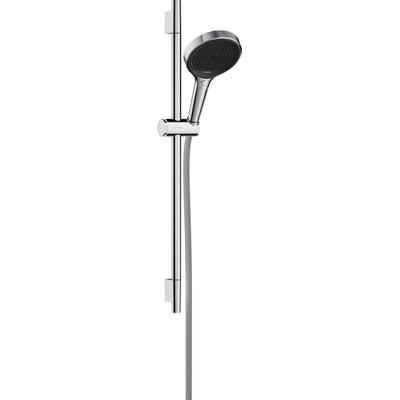 Hansgrohe Rainfinity doucheset 130 3jet met glijstang S Puro 65 cm, push-schuifstuk en Designflex textiel doucheslang 160 cm, chroom Hansgrohe Rainfinity doucheset 130 3jet met glijstang S Puro 65 cm, push-schuifstuk en Designflex textiel doucheslang 160 cm, chroom