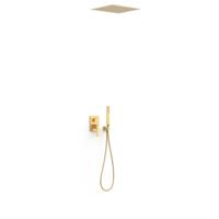 Regendoucheset Inbouw Tres Slim Exclusive Met Plafonddouche en Handdoucheset met Staafhanddouche Mat Goud - thumbnail